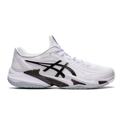 Asics Men's Court FF 3 tennis shoe featuring FlyteFoam™ midsole, GEL™ cushioning, Monosock™ construction, and a durable AHAR® outsole for superior performance.