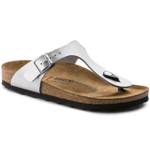 Birkenstock Gizeh Sandal featuring a thong-style Birko-Flor upper, contoured cork footbed, adjustable strap, and lightweight EVA sole for comfort and durability.