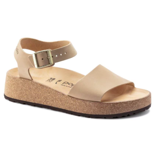 Birkenstock Women's Glenda Sandal in soft nubuck leather, featuring adjustable straps, a cork-latex footbed, and a durable EVA outsole for all-day comfort.