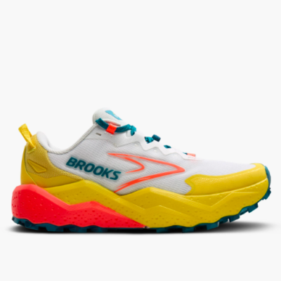 Brooks Women's Caldera 8 trail running shoes, featuring DNA LOFT v3 midsole, TrailTack outsole, and lightweight breathable upper for trail performance.