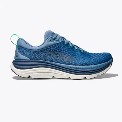 Hoka Men's Gaviota 5 stability running shoe featuring J-Frame™ technology, breathable engineered mesh upper, and durable rubber outsole for all-day support.