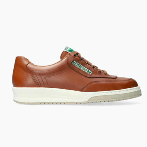 Mephisto Men's Match walking shoe in hazelnut leather, featuring SOFT-AIR technology, durable rubber outsole, and ergonomic design for all-day comfort.