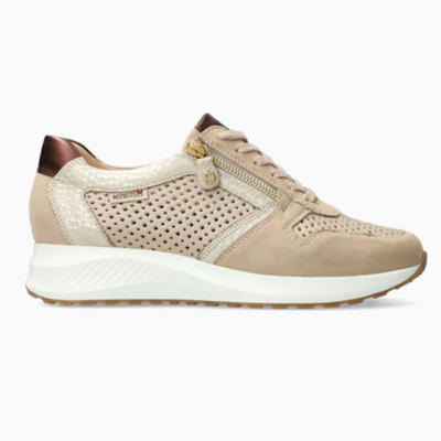 Mephisto Women's Kim Perf Sneaker featuring perforated leather, lace-up closure, Soft-Air technology, a cushioned insole, and a slip-resistant rubber outsole.