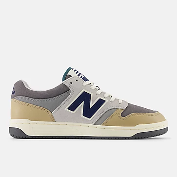 New Balance Men's 480 sneakers in a sleek leather finish, featuring a low-top design with a rubber outsole for durability and traction.