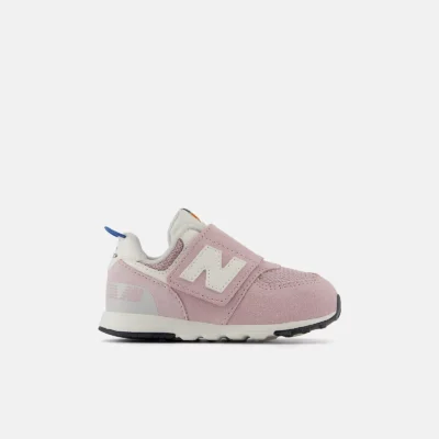 New Balance Toddler's 574 NEW-B Hook & Loop sneaker in vibrant colors, featuring a suede and mesh upper with a rubber outsole.