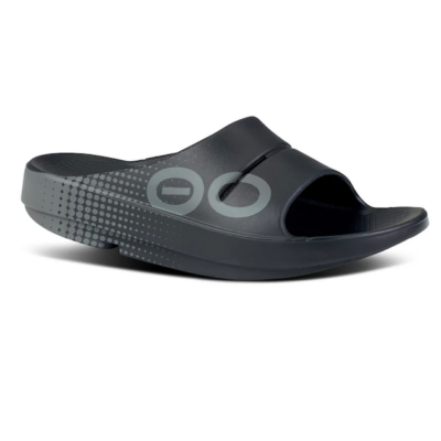 Oofos OOahh Sport Slide Sandal featuring OOfoam™ technology, superior impact absorption, arch support, and a slip-resistant, moisture-resistant design.