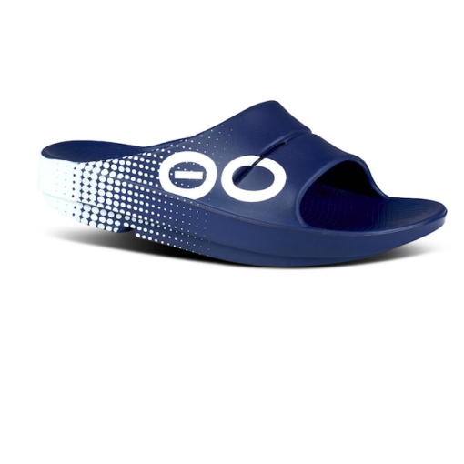 Oofos OOahh Sport Slide Sandal featuring OOfoam™ technology, superior impact absorption, arch support, and a slip-resistant, moisture-resistant design.