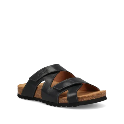 Taos Women's Casita Sandal featuring premium leather upper, adjustable hook-and-loop straps, contoured cork-latex footbed, and lightweight rubber outsole.