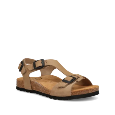 Taos Women's MVP Sandal featuring premium leather upper, adjustable straps with hook-and-loop closures, contoured cork-latex footbed, and durable rubber outsole.