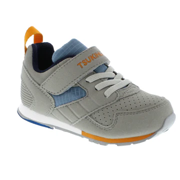 Tsukihoshi Kid's Racer featuring a breathable mesh upper, hook-and-loop strap closure, wide toe box, and shock-absorbing flexible outsole for active kids.