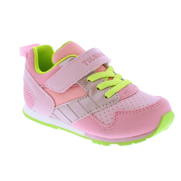 Tsukihoshi Kid's Racer featuring a breathable mesh upper, hook-and-loop strap closure, wide toe box, and shock-absorbing flexible outsole for active kids.