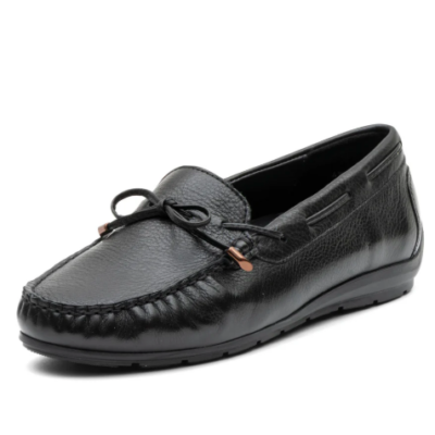 Ara Women's Amarillo Driving Moccasin in premium black leather, featuring a cushioned HighSoft footbed, arch support, and a durable rubber driver outsole.