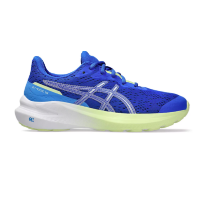 ASICS Kid's GT-1000 13 GS sneaker with breathable mesh upper, GEL cushioning, EVA midsole, LITETRUSS stability system, and durable rubber outsole.