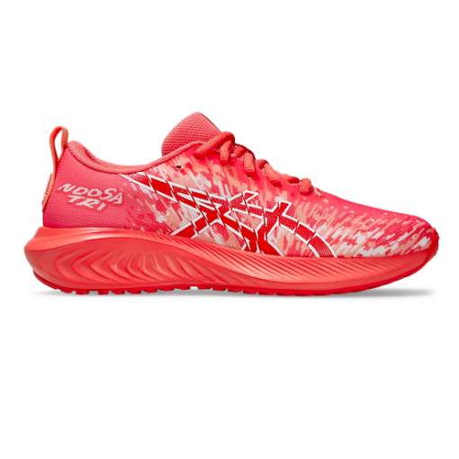 Asics Kid’s Gel-Noosa Tri 16 GS sneaker with a breathable mesh upper, GEL® cushioning, EVA midsole, and a durable AHAR® rubber outsole for traction and support.