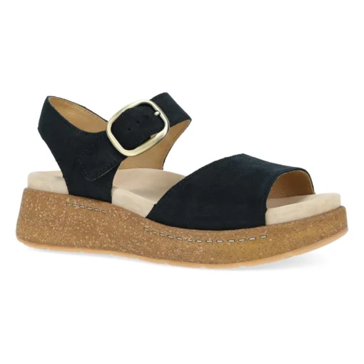 Dansko Women's Bianca Sandal featuring an adjustable strap, cushioned memory foam footbed, contoured arch support, and a durable rubber outsole.