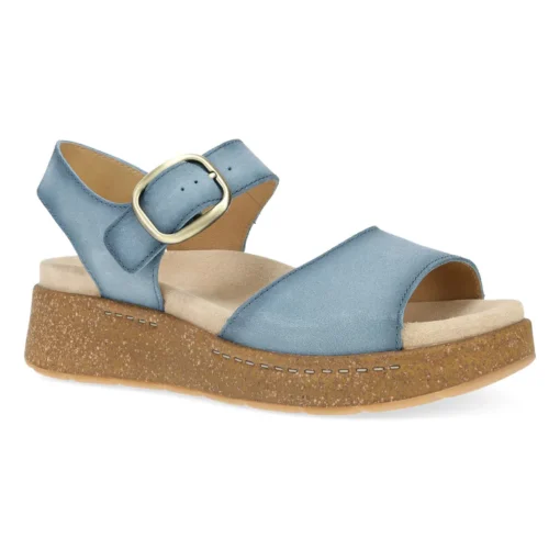 Dansko Women's Bianca Sandal featuring an adjustable strap, cushioned memory foam footbed, contoured arch support, and a durable rubber outsole.