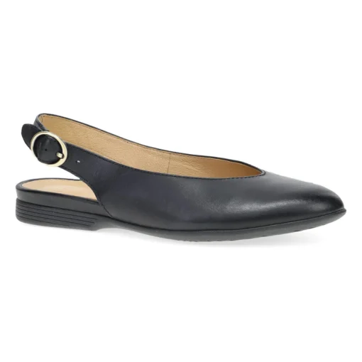 Dansko Women's Lea Flat in burnished Nappa leather, featuring a rounded toe, cushioned footbed, and slip-resistant sole for all-day comfort and style.