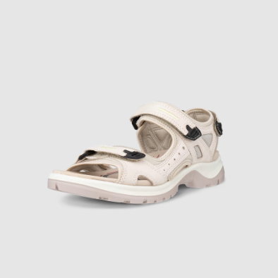 ECCO Women's Offroad Nubuck Outdoor Sandal with adjustable straps, cushioned EVA footbed, rugged rubber outsole, and RECEPTOR® Technology for stability.