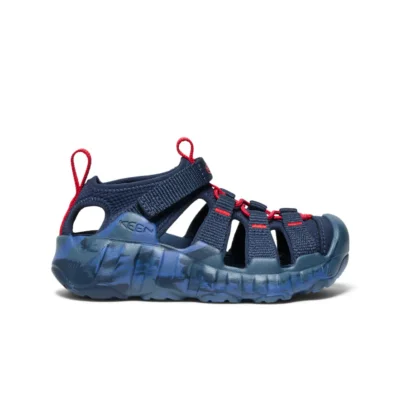 Keen Little Kid’s Hyperport H2 Sandal with quick-drying webbing, cushioned EVA footbed, grippy rubber outsole, and protective toe cap for safe outdoor adventures.