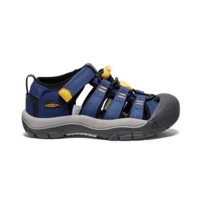 Keen Little Kid’s Newport H2 Sandal with durable toe protection, quick-drying webbing, cushioned EVA footbed, and a grippy rubber outsole for active adventures.