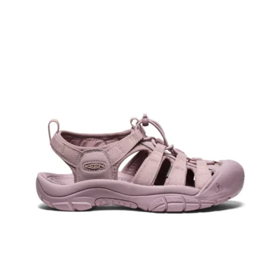 Keen Women's Newport H2 Sandal featuring quick-dry webbing, KEEN.PROTECT toe cap, EVA midsole, and a non-marking rubber outsole for traction and durability.