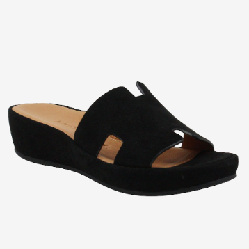 L'Amour Des Pieds Women's Catiana Sandal featuring premium leather, adjustable back strap, memory foam footbed, arch support, and a stylish open-toe design.