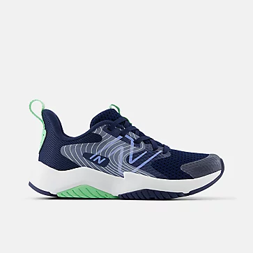 New Balance Kid’s Rave Run v2 – lightweight running shoe with breathable mesh, cushioned EVA midsole, durable rubber outsole, and sporty design for active kids.