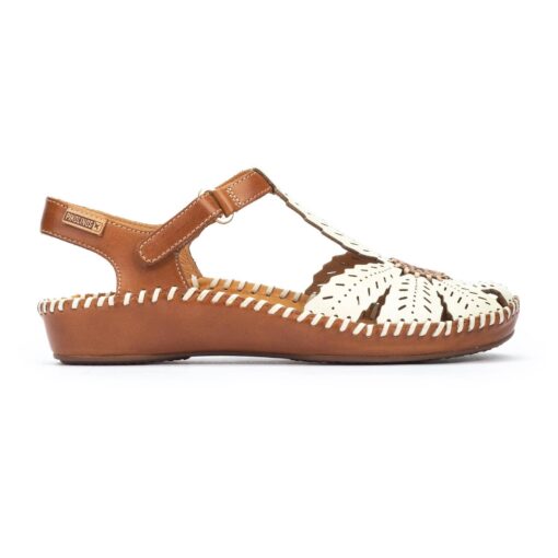 Pikolinos Women's P. Vallarta leather sandal with hand-stitched detailing, cushioned insole, adjustable strap, and flexible rubber outsole for all-day comfort.