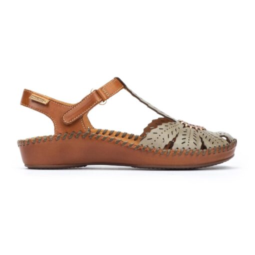 Pikolinos Women's P. Vallarta leather sandal with hand-stitched detailing, cushioned insole, adjustable strap, and flexible rubber outsole for all-day comfort.