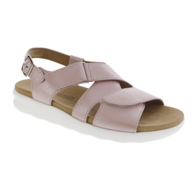 SAS Women's Huggy Cross Strap Sandal with cushioned support, adjustable leather straps, breathable lining, and a lightweight shock-absorbing outsole.