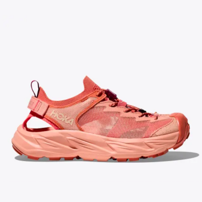 Hoka Women's Hopara 2 Sandal with cushioned EVA midsole, rugged outsole, quick-drying synthetic upper, and adjustable bungee lacing for secure fit.