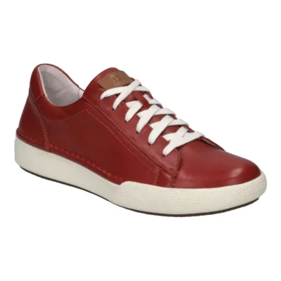 Josef Seibel Women's Claire 01 Sneaker in premium leather with lace-up closure, side zipper, cushioned footbed, and flexible rubber outsole for comfort.