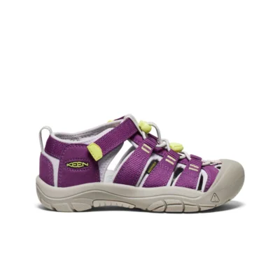 Keen Big Kid’s Newport H2 Sandal featuring durable toe protection, quick-drying webbing, cushioned EVA footbed, and a grippy rubber outsole for active adventures.