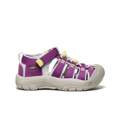 Keen Little Kid’s Newport H2 Sandal with durable toe protection, quick-drying webbing, cushioned EVA footbed, and a grippy rubber outsole for active adventures.