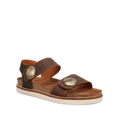 Taos Women's Top Shelf Sandal with premium leather upper, adjustable straps, cushioned footbed, and durable rubber outsole for all-day comfort and style.