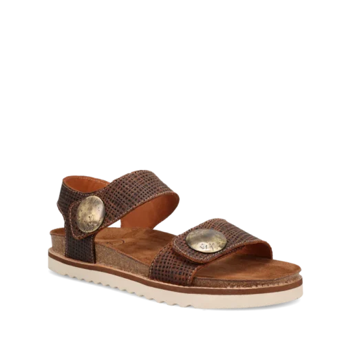 Taos Women's Top Shelf Sandal with premium leather upper, adjustable straps, cushioned footbed, and durable rubber outsole for all-day comfort and style.