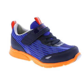 Tsukihoshi Kid's Jet Sneaker featuring a breathable mesh upper, hook-and-loop closure, wide toe box, antibacterial insole, and flexible shock-absorbing outsole.